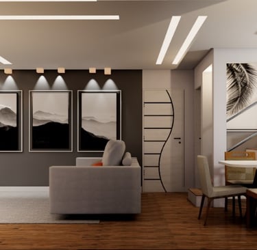 Sala de estar e sala de jantar