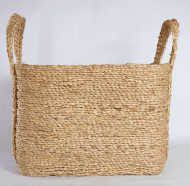 Handwoven large jute storage basket with handles, eco-friendly storage solution