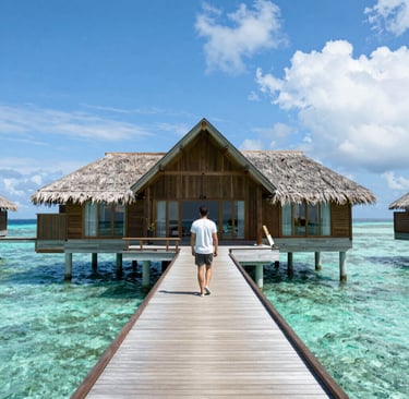 An old bus is repurposed into a shelter, partially covered by a makeshift awning. It is parked under the shade of trees, with branches and leaves surrounding it. A small path of stone tiles leads to the entrance, while a detached green hanging tire can be seen nearby. The ground around is dry and sandy, suggesting a rustic or possibly rural setting.