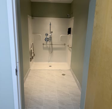 women's single shower, ADA approved