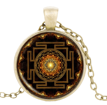 sacred geometry, Sri Yantra, golden ratio, spiritual jewelry, energy pendant, manifestation tool