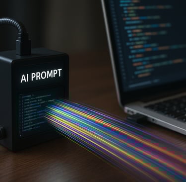 AI Prompt enginer receiving inputs and outputting colourful data
