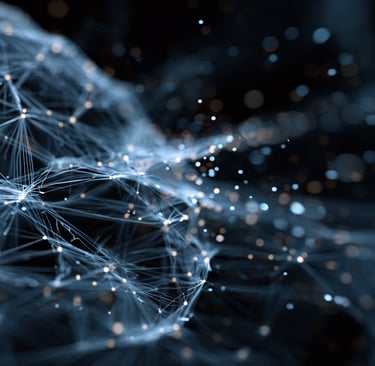 Neural network firing synapses representing AI productivity