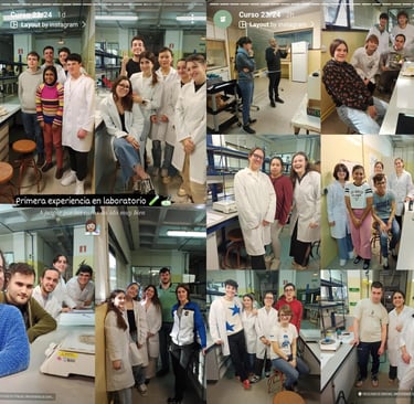 Photographies of the students that participate in the inclusive lab session.