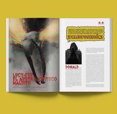 Cover of the article "Lucy-fer, el australopiteco maldito", published in Principia Magazine.