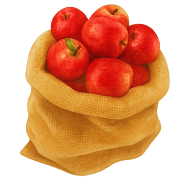 Ein Sack voll mit rote Äpfel