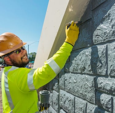 masonry contractor building a retaining wall in gresham, or