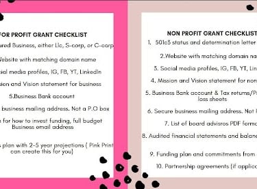 Pink Print Grant Checklist