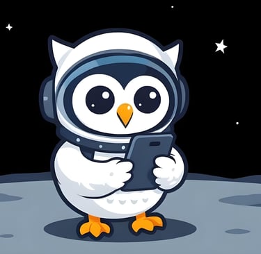 Moonlit's Little Snow using smartphone on Planet Pluto