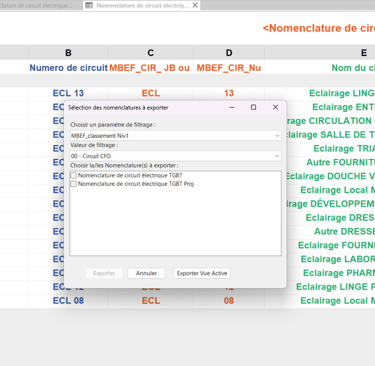 Nos applications Revit transforment vos nomenclatures en tableaux Excel clairs et partagés.