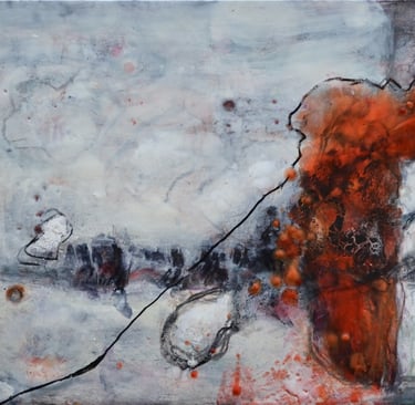 my bonnie, boat, encaustic wax on wood