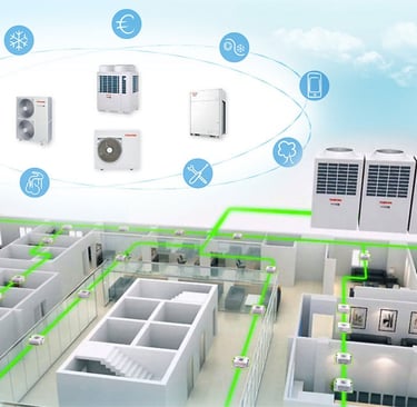Vrf Klima Havalandırma Sistemleri Rooftop Chiller Soğutma Kulesi Fancoil