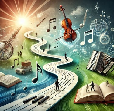 The image depicts the importance of Music Education in schools