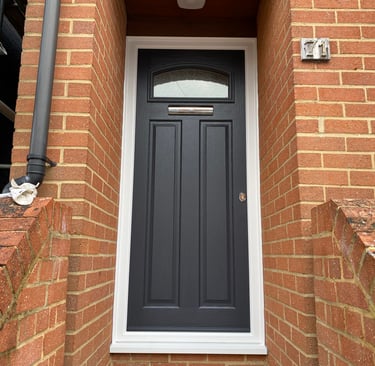 inspiration for a new modern front door - a black front door fitted in Southampton