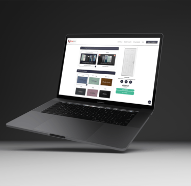 the buildmydoor door designer on a laptop showing how to design a new front door