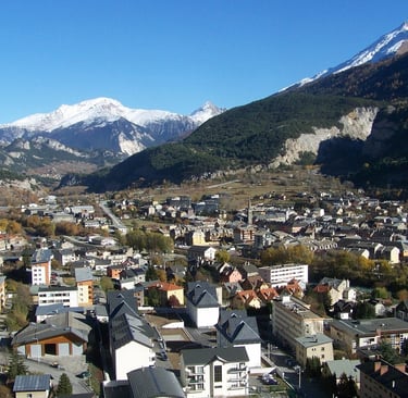Photo of town Modane in south eastern France, on border with Italy. Wolinski crossed the border here
