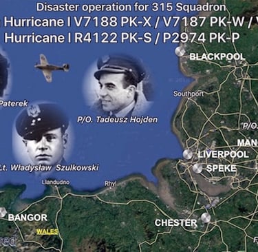 Photos of 315 Polish Fighter Squadron officers on 27 March '41 training exercise, some had accidents