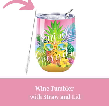Tropical Wine Tumbler with Straw and Lid