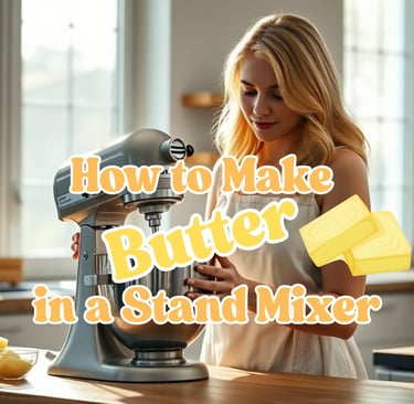Woman making Butter with a stand mixer