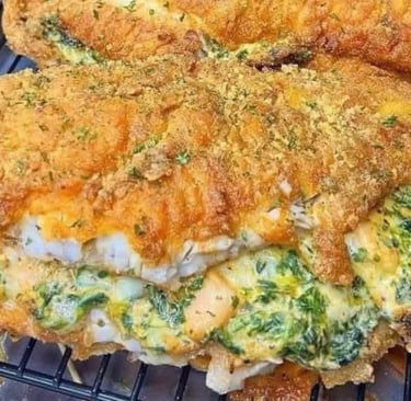 Cajun Stuffed Butterfly Catfish on a grill