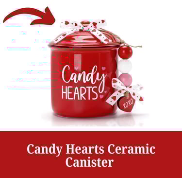 a candy heart shaped ceramic candy canet