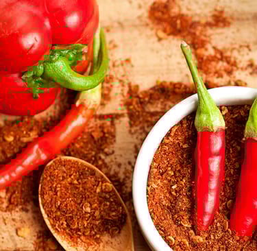 a bowl of chili peppers and chili sauce