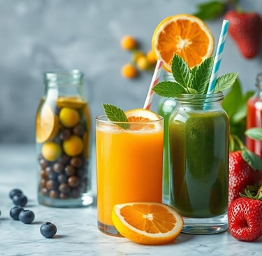 a variety of fruit juices