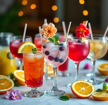 table full of fun party drinks
