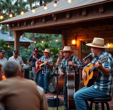 Louisiana cajun outside party with a band playing music