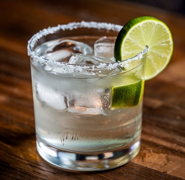 Margarita in a salt-rimmed glass