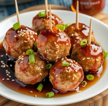 a plate of meatballs with toothpicks and toothpicks