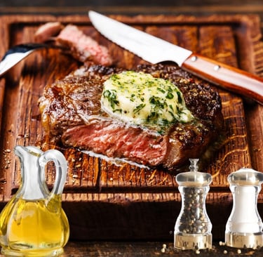 Steak with butter melting on top