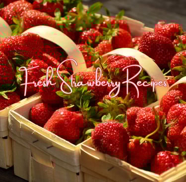 baskets of strawberries are displayed in baskets