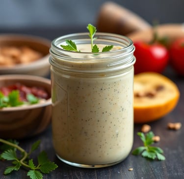 Tahini Dressing in a mason jar