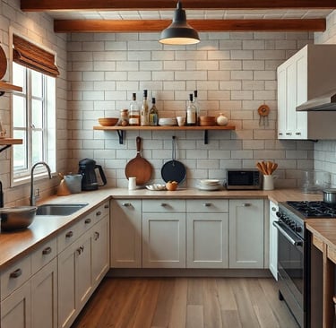 a kitchen with a refrigerator, stove,