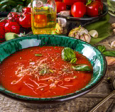 a bowl of Tomato Basil Parmesan Soup