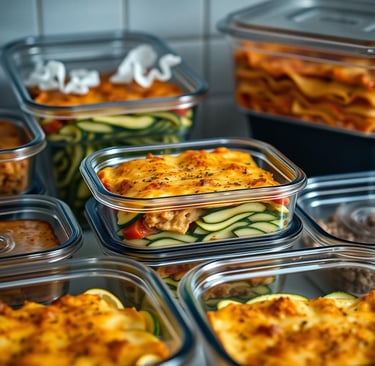 zucchini lasagna in containers