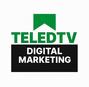Schwarz weis grünes logo teledtv digital marketing