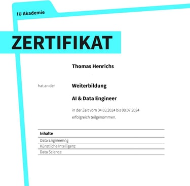 Internationale Hocheschule Zertifikat AU Í& Data Engineer