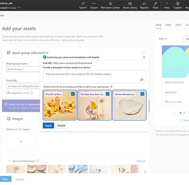 Microsoft ads interface