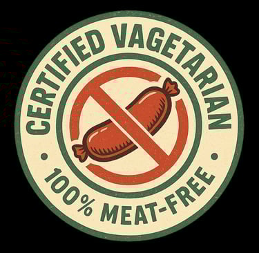 Certified Vagetarian badge parody design with subtle adult humor.