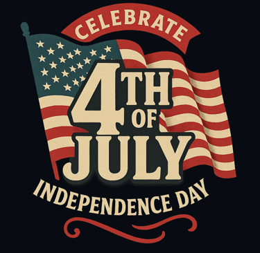 Vintage American flag with 'Celebrate 4th of July Independence Day' text