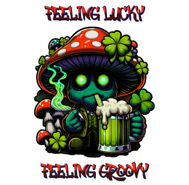 a mushroom - like creature with a beer in a mushroom - like hat