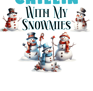 a group of snowmen with a black background