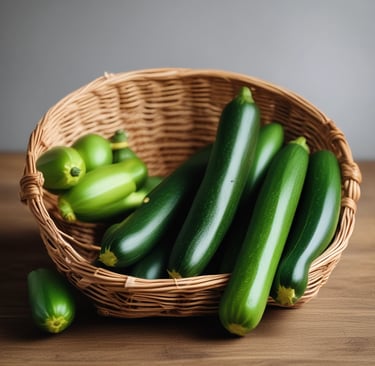 Colorful bell peppers and eggplants neatly arranged in a rustic basket