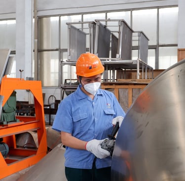 Inside view of a Chinese industrial drying equipment factory manufacturing custom paddle dryer