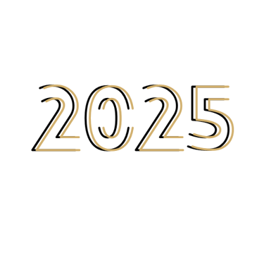 chiffre 2025 en doré et noir