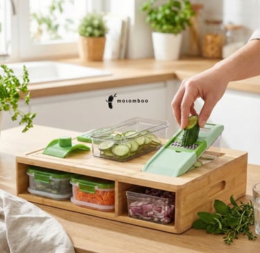 Mosomboo Bamboo Cutting Board with Containers