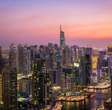 Dubai Buildings and Sunset