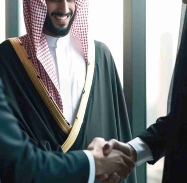 Saudi men handshaking
